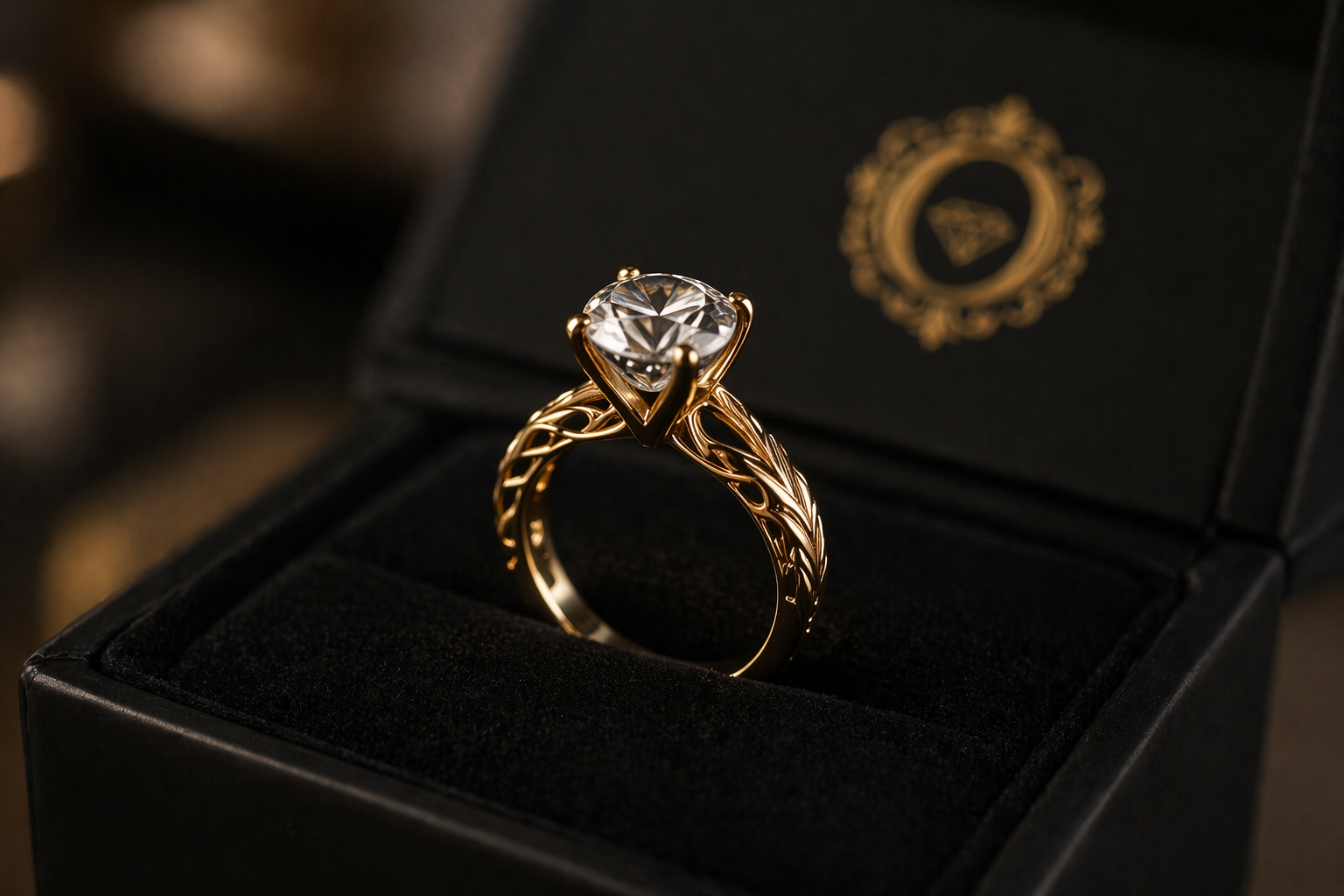 Elegant Gold Ring with Brilliant Center Diamond