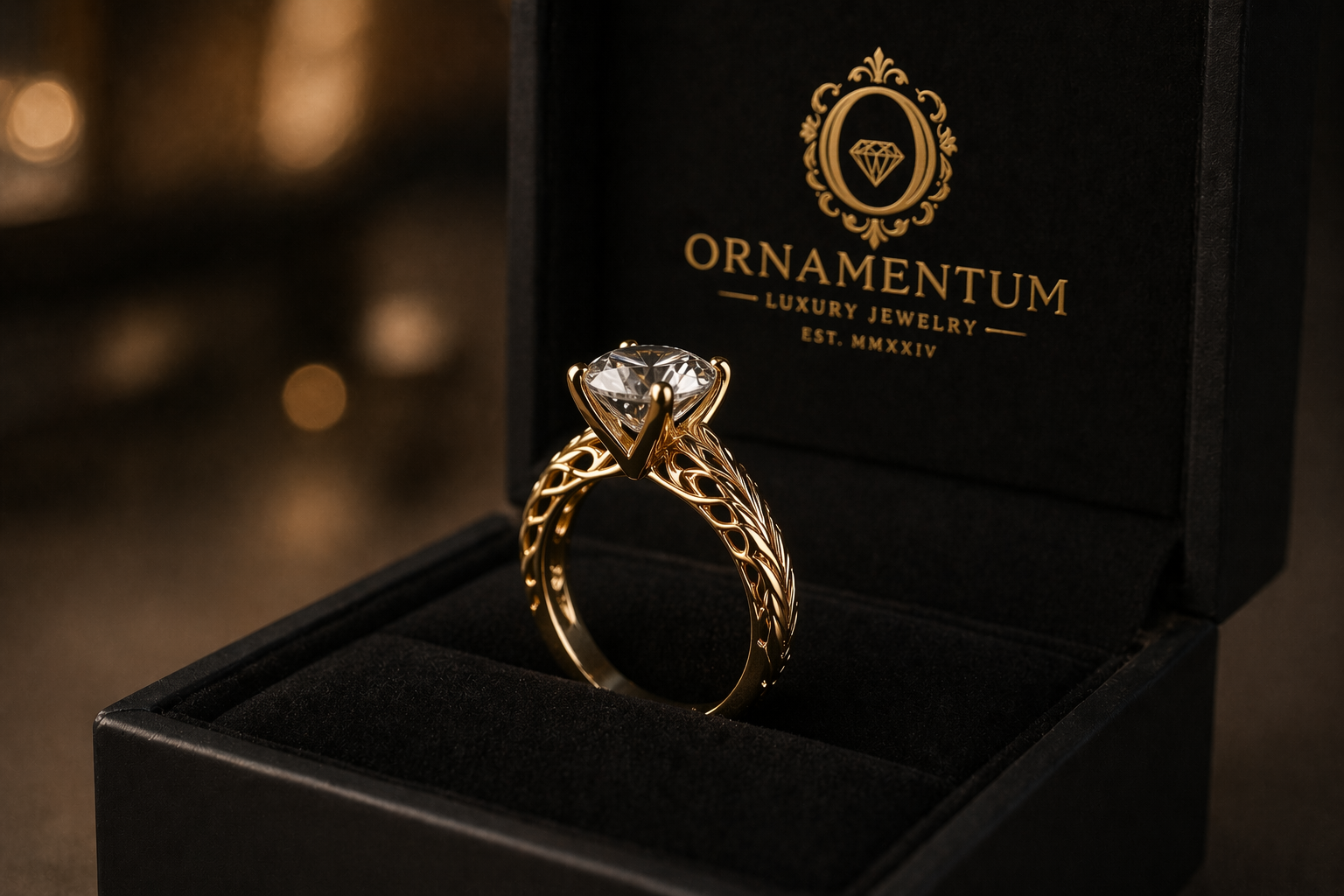 Elegant Gold Ring with Brilliant Center Diamond